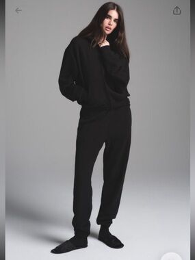 SKIMS Black Relaxed Hoodie & Joggers Set